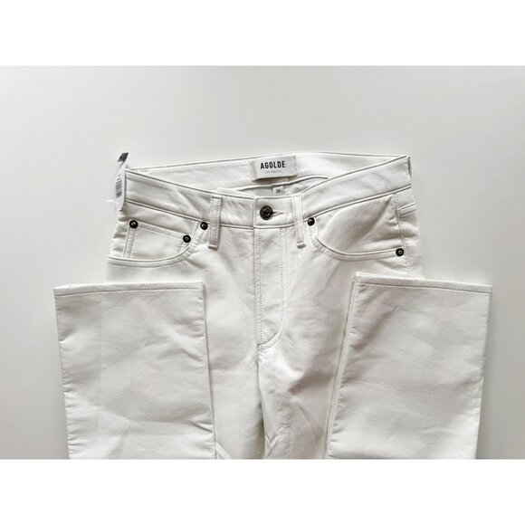 NWT AGOLDE Lyle Lace White Recycled Leather High Rise Straight Pants, Size 24 - Picture 12 of 16